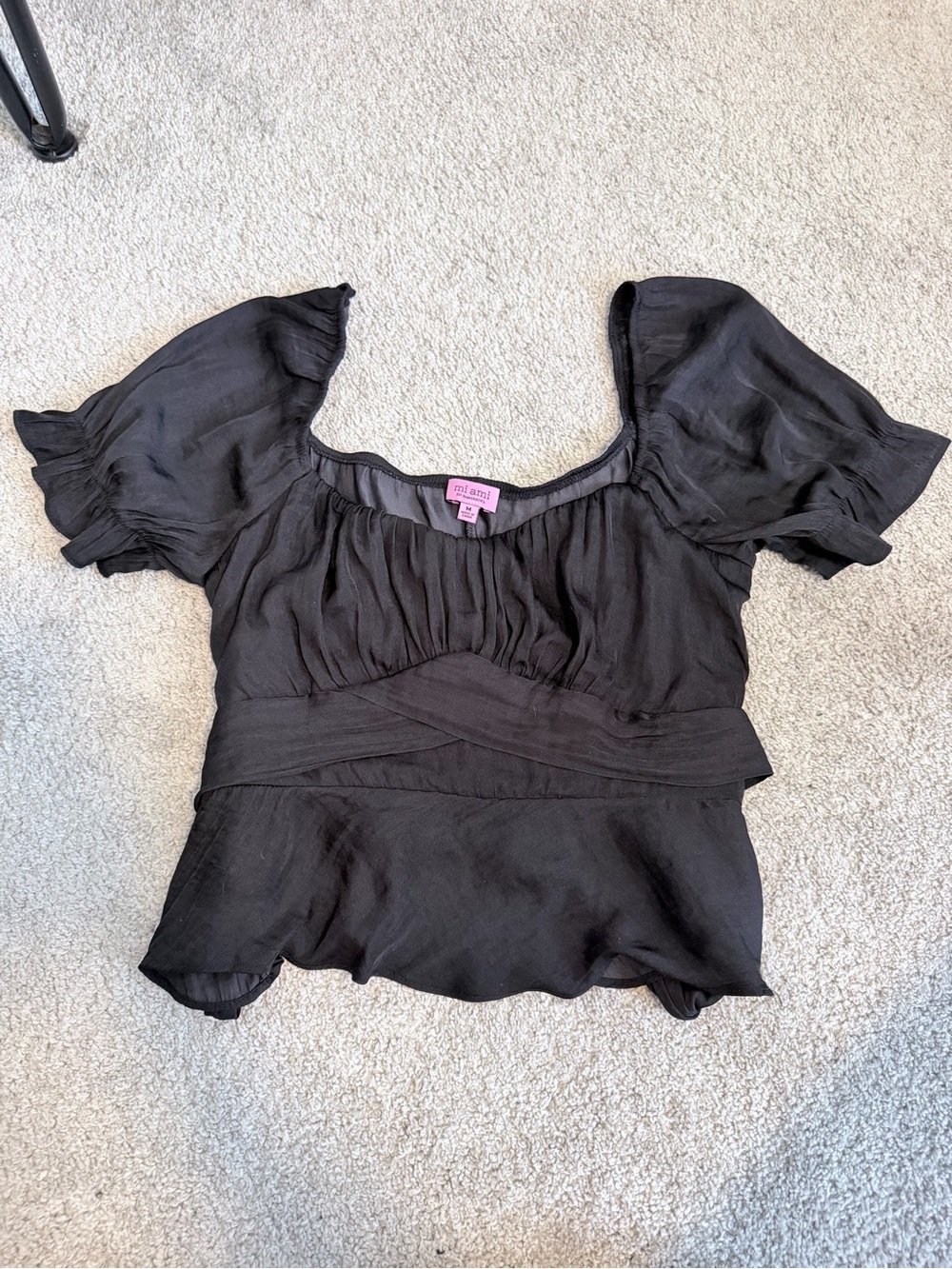 Miami for Francesca’s Black Sleeve Square Neck Top
